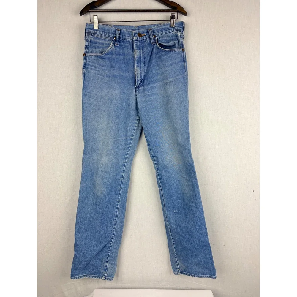 Vintage Wrangler Cowboy Cut Jeans Mens Blue Straight Leg Western Denim Pants